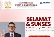 Law Office Pana & Partner’s Ucapkan Selamat kepada Anen Cerdik Parwoto S.H