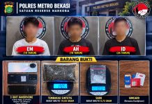 Tiga Terduga Pelaku Narkoba Diciduk di Bekasi