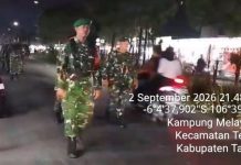 Pastikan Wilayah Aman dan Kondusif, Koramil 01/Teluknaga Gelar Patroli Malam