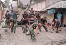 Satgas TMMD ke-130 Kodim 0510/Tigaraksa Kebut Pengecoran Jalan di Desa Sumur Bandung